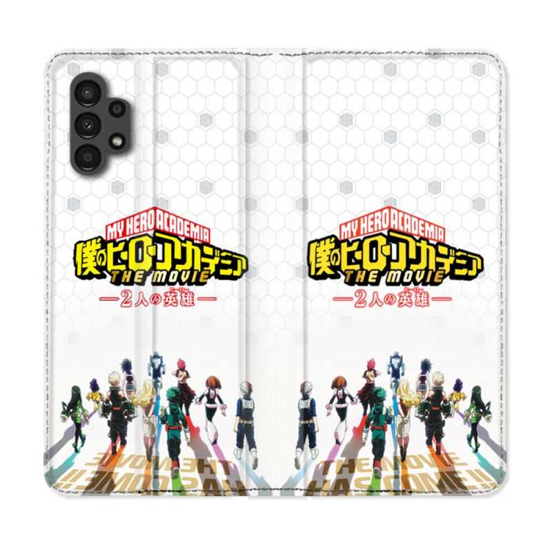 Housse Cuir Portefeuille pour Samsung Galaxy A13 4G Manga My Hero Academia Blanc