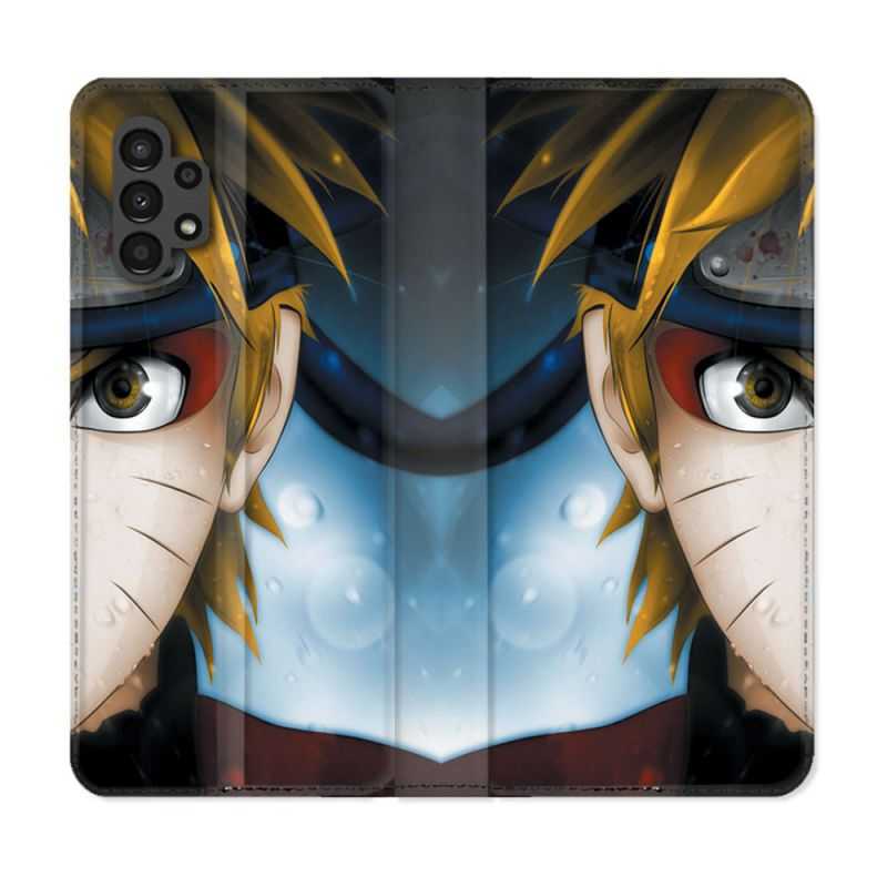 Housse Cuir Portefeuille pour Samsung Galaxy A13 4G Manga Naruto Blanc