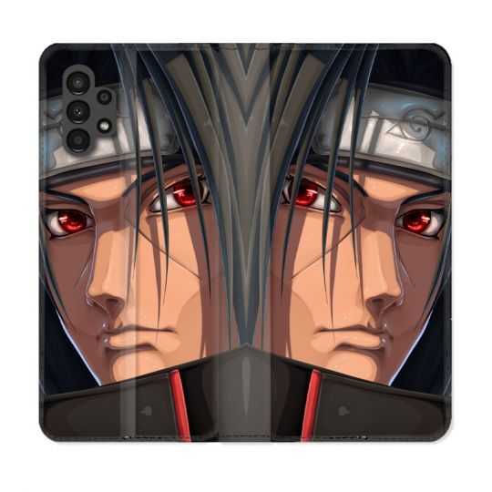 Housse Cuir Portefeuille pour Samsung Galaxy A13 4G Manga Naruto Itachi Visage