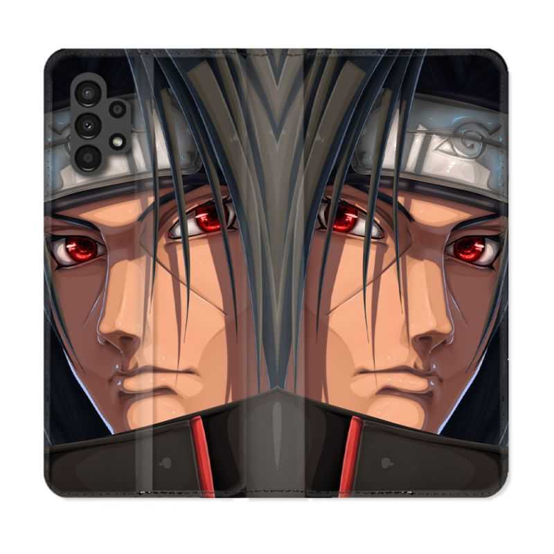 Housse Cuir Portefeuille pour Samsung Galaxy A13 4G Manga Naruto Itachi Visage