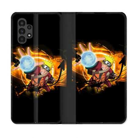 Housse Cuir Portefeuille pour Samsung Galaxy A13 4G Manga Naruto Noir