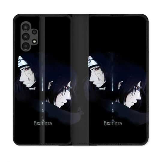 Housse Cuir Portefeuille pour Samsung Galaxy A13 4G Manga Naruto Sasuke Itachi