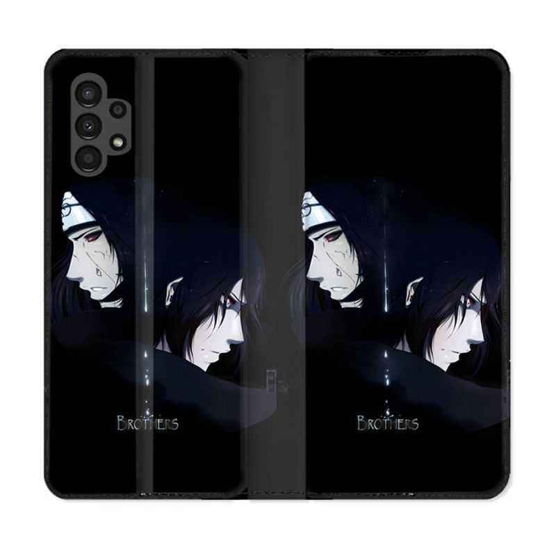 Housse Cuir Portefeuille pour Samsung Galaxy A13 4G Manga Naruto Sasuke Itachi