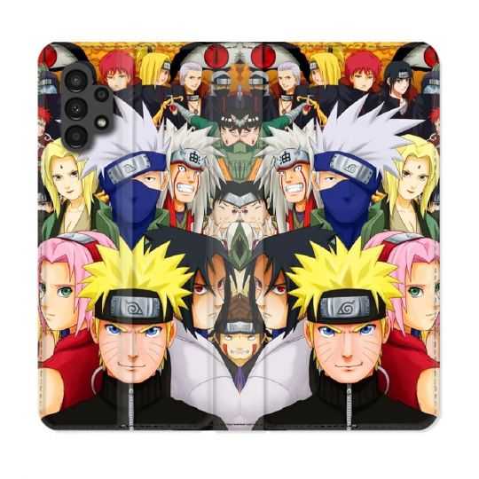 Housse Cuir Portefeuille pour Samsung Galaxy A13 4G Manga Naruto Team