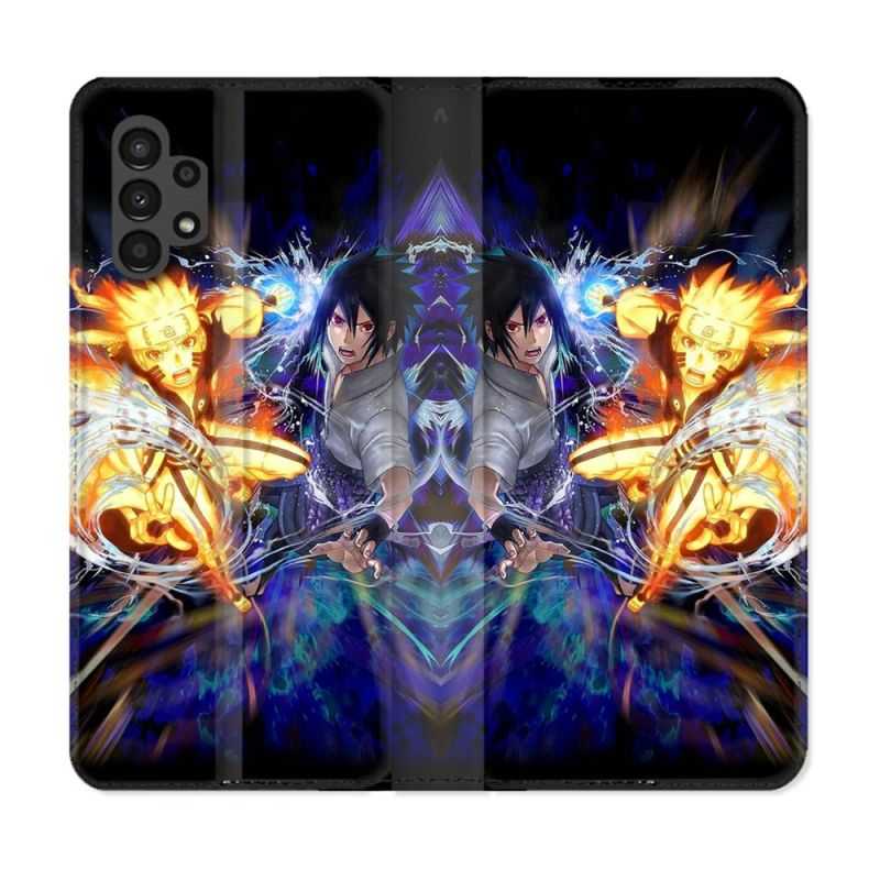 Housse Cuir Portefeuille pour Samsung Galaxy A13 4G Manga Naruto VS