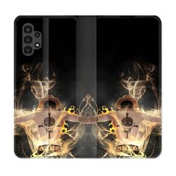 Housse Cuir Portefeuille pour Samsung Galaxy A13 4G Manga One Piece Ace Noir