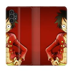 Housse Cuir Portefeuille pour Samsung Galaxy A13 4G Manga One Piece Luffy