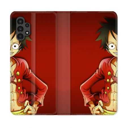 Housse Cuir Portefeuille pour Samsung Galaxy A13 4G Manga One Piece Luffy