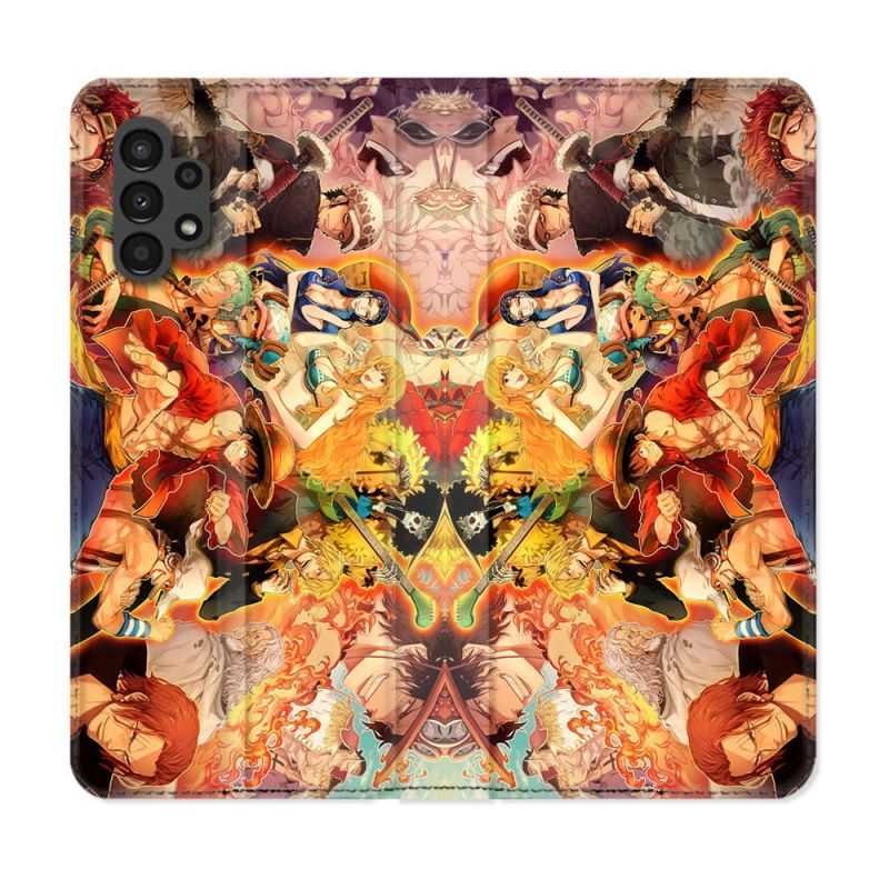 Housse Cuir Portefeuille pour Samsung Galaxy A13 4G Manga One Piece Nakama