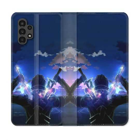 Housse Cuir Portefeuille pour Samsung Galaxy A13 4G Manga SAO sword Art Online Epee