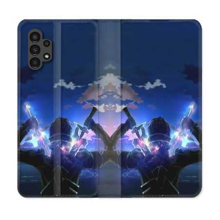 Housse Cuir Portefeuille pour Samsung Galaxy A13 4G Manga SAO sword Art Online Epee
