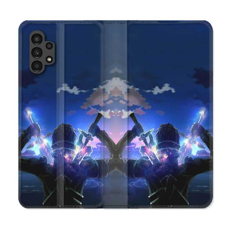 Housse Cuir Portefeuille pour Samsung Galaxy A13 4G Manga SAO sword Art Online Epee