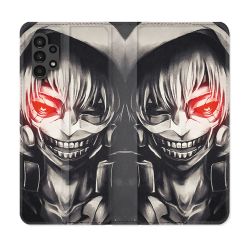 Housse Cuir Portefeuille pour Samsung Galaxy A13 4G Manga Tokyo Ghoul Kaneki Noir