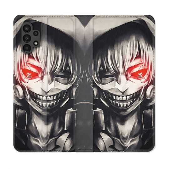 Housse Cuir Portefeuille pour Samsung Galaxy A13 4G Manga Tokyo Ghoul Kaneki Noir
