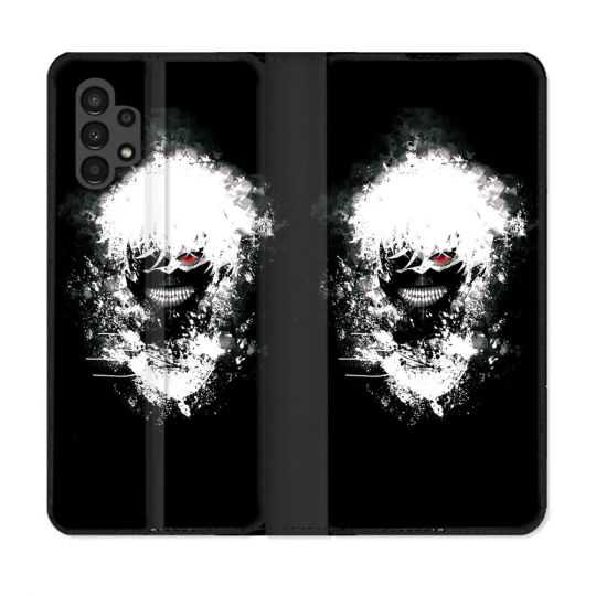 Housse Cuir Portefeuille pour Samsung Galaxy A13 4G Manga Tokyo Ghoul Kaneki Tag