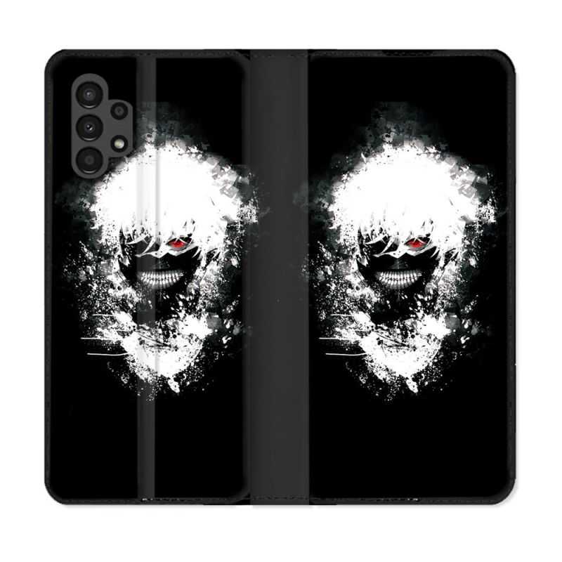 Housse Cuir Portefeuille pour Samsung Galaxy A13 4G Manga Tokyo Ghoul Kaneki Tag