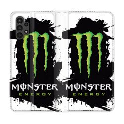 Housse Cuir Portefeuille pour Samsung Galaxy A13 4G Monster Energy Tache