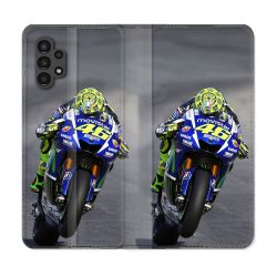 Housse Cuir Portefeuille pour Samsung Galaxy A13 4G Moto Course GP Wheeling 46