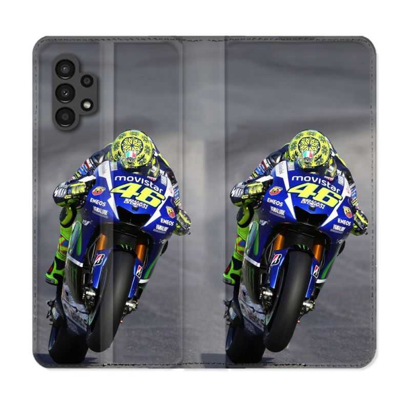 Housse Cuir Portefeuille pour Samsung Galaxy A13 4G Moto Course GP Wheeling 46