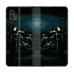 Housse Cuir Portefeuille pour Samsung Galaxy A13 4G Moto Harley Vintage