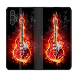 Housse Cuir Portefeuille pour Samsung Galaxy A13 4G Musique Guitare Electrique