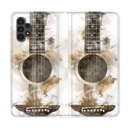 Housse Cuir Portefeuille pour Samsung Galaxy A13 4G Musique Guitare Tag