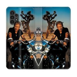 Housse Cuir Portefeuille pour Samsung Galaxy A13 4G Musique Johnny Hallyday Moto