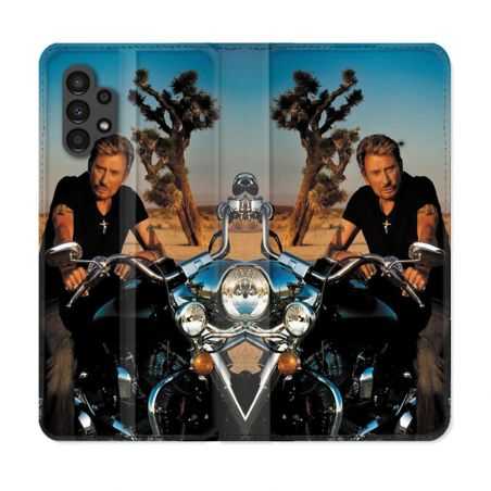 Housse Cuir Portefeuille pour Samsung Galaxy A13 4G Musique Johnny Hallyday Moto
