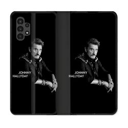 Housse Cuir Portefeuille pour Samsung Galaxy A13 4G Musique Johnny Hallyday Noir