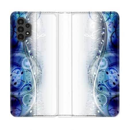 Housse Cuir Portefeuille pour Samsung Galaxy A13 4G Musique Partition Vague