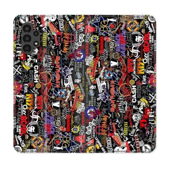Housse Cuir Portefeuille pour Samsung Galaxy A13 4G Musique Rock Groupe