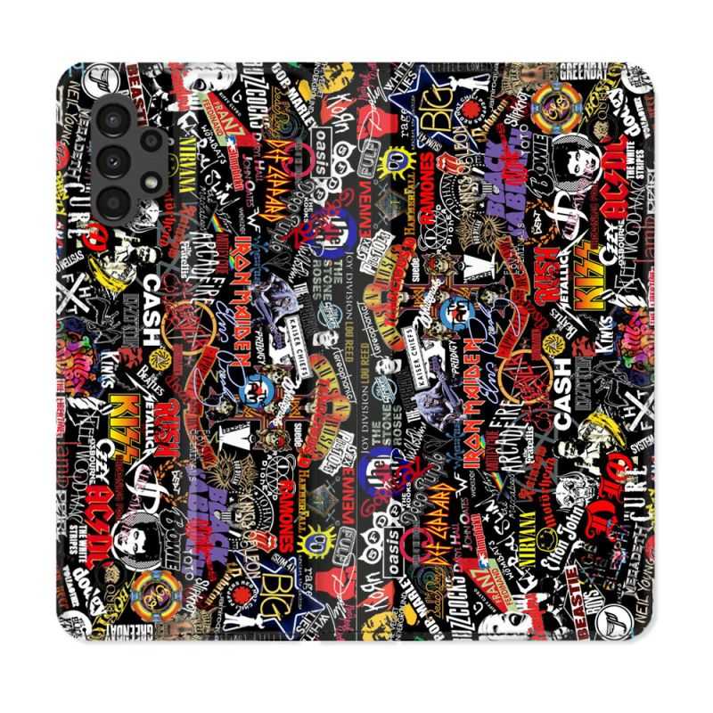 Housse Cuir Portefeuille pour Samsung Galaxy A13 4G Musique Rock Groupe