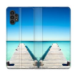 Housse Cuir Portefeuille pour Samsung Galaxy A13 4G Nature Pont Mer