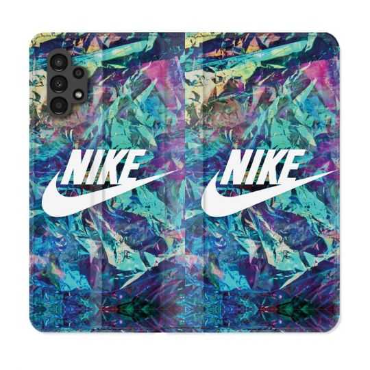 Housse Cuir Portefeuille pour Samsung Galaxy A13 4G Nike Turquoise