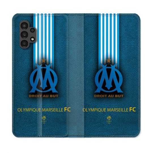 Housse Cuir Portefeuille pour Samsung Galaxy A13 4G Olympique Marseille OM Bande