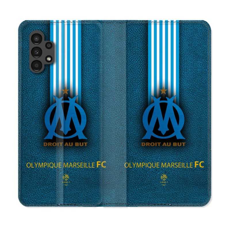Housse Cuir Portefeuille pour Samsung Galaxy A13 4G Olympique Marseille OM Bande