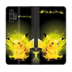 Housse Cuir Portefeuille pour Samsung Galaxy A13 4G Pokemon Pikachu Eclair