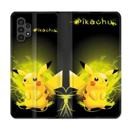 Housse Cuir Portefeuille pour Samsung Galaxy A13 4G Pokemon Pikachu Eclair