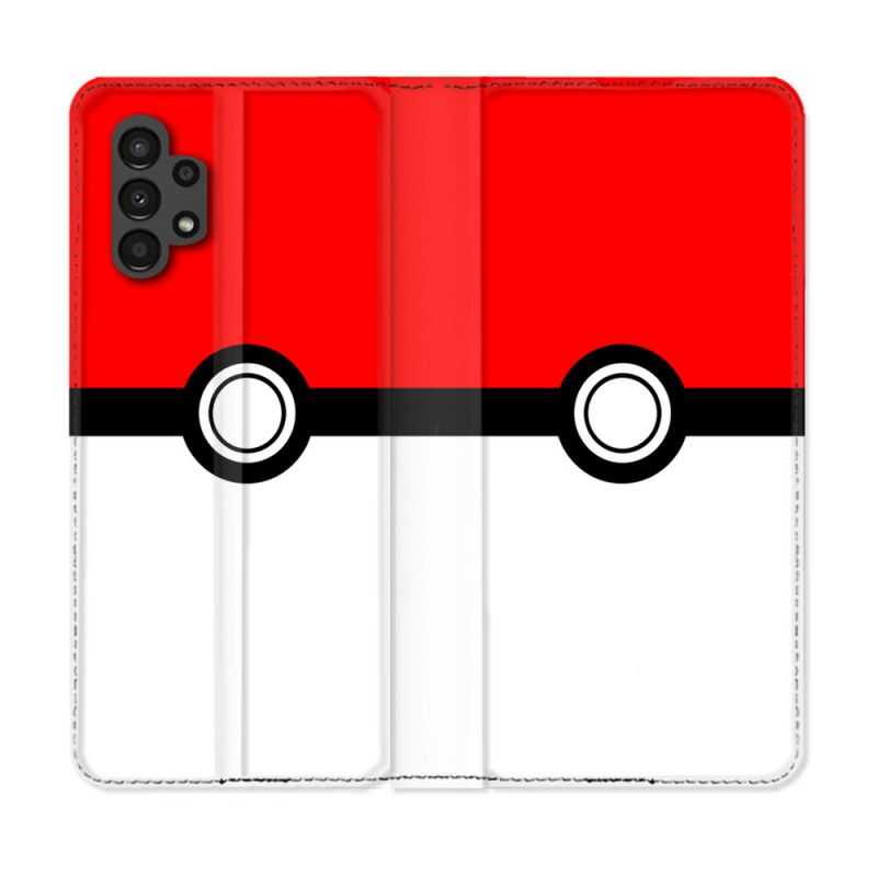 Housse Cuir Portefeuille pour Samsung Galaxy A13 4G Pokemon Pokeball