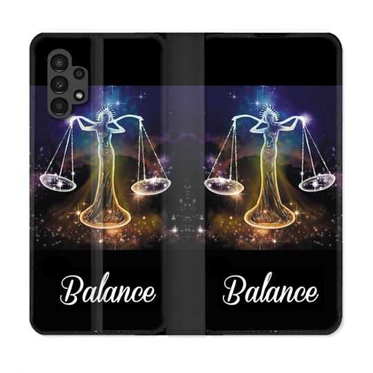 Housse Cuir Portefeuille pour Samsung Galaxy A13 4G Signe Zodiaque 2 Balance