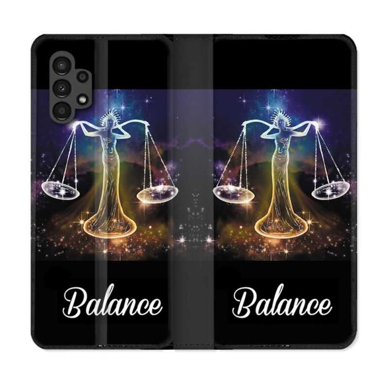 Housse Cuir Portefeuille pour Samsung Galaxy A13 4G Signe Zodiaque 2 Balance