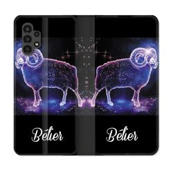Housse Cuir Portefeuille pour Samsung Galaxy A13 4G Signe Zodiaque 2 Bélier