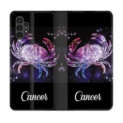 Housse Cuir Portefeuille pour Samsung Galaxy A13 4G Signe Zodiaque 2 Cancer