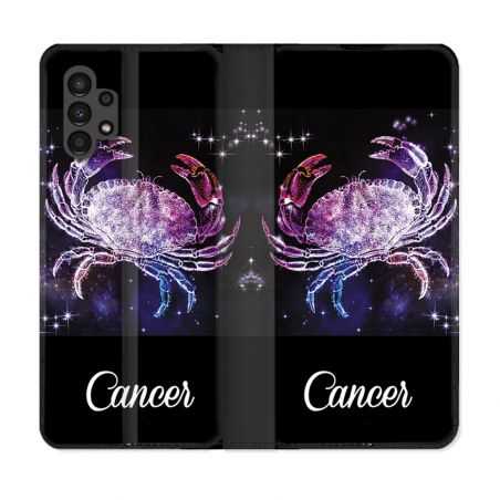 Housse Cuir Portefeuille pour Samsung Galaxy A13 4G Signe Zodiaque 2 Cancer