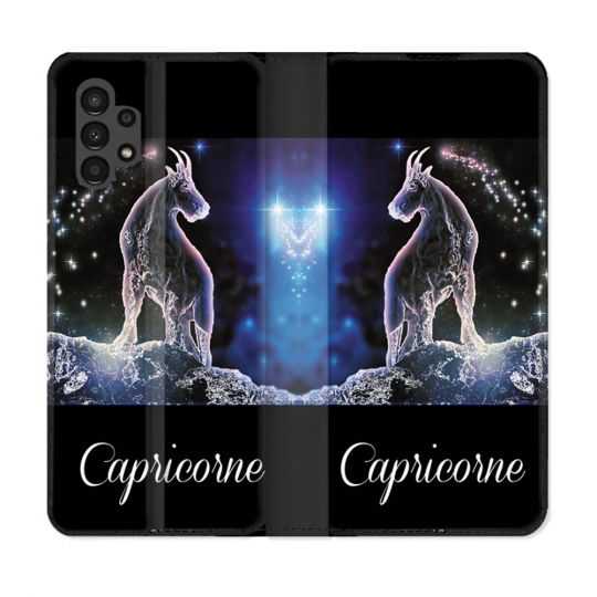 Housse Cuir Portefeuille pour Samsung Galaxy A13 4G Signe Zodiaque 2 Capricorne