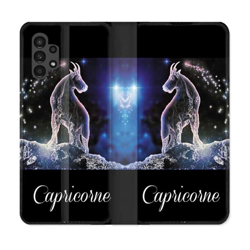 Housse Cuir Portefeuille pour Samsung Galaxy A13 4G Signe Zodiaque 2 Capricorne