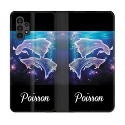Housse Cuir Portefeuille pour Samsung Galaxy A13 4G Signe Zodiaque 2 Poisson