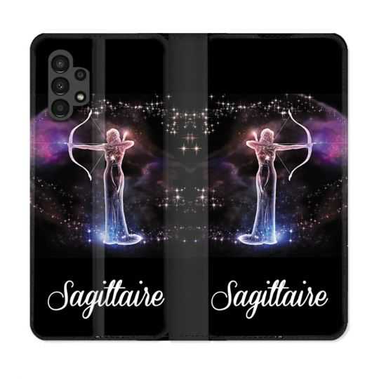 Housse Cuir Portefeuille pour Samsung Galaxy A13 4G Signe Zodiaque 2 Sagittaire