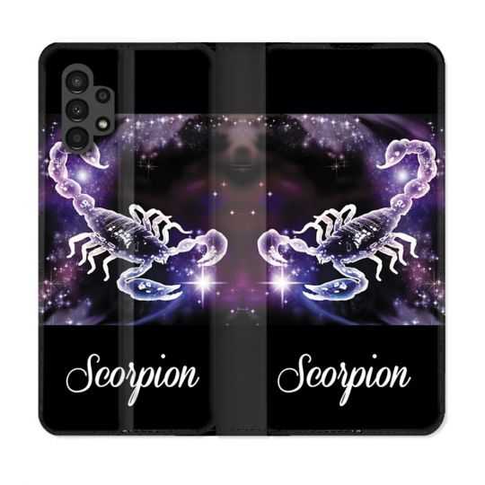 Housse Cuir Portefeuille pour Samsung Galaxy A13 4G Signe Zodiaque 2 Scorpion