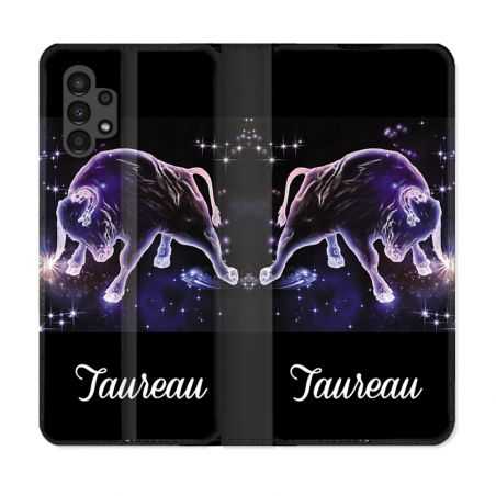 Housse Cuir Portefeuille pour Samsung Galaxy A13 4G Signe Zodiaque 2 Taureau